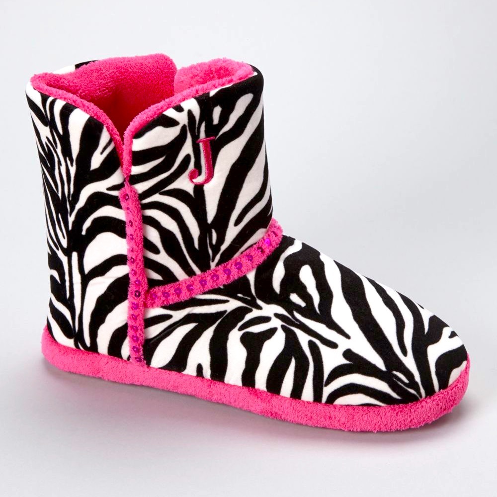 Justin Pink Zebra Print Girls Slippers